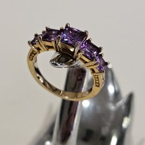 Purple Amethyst-Style Gold Ring - Elegant Women's Fashion Ring